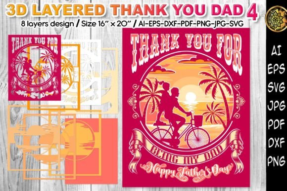 3D Layered SVG Father’s Day Papercut Design