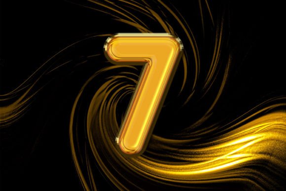 3D Rendering of Alphabet Gold Number 7: A Versatile Design Tool for Creative Professionals