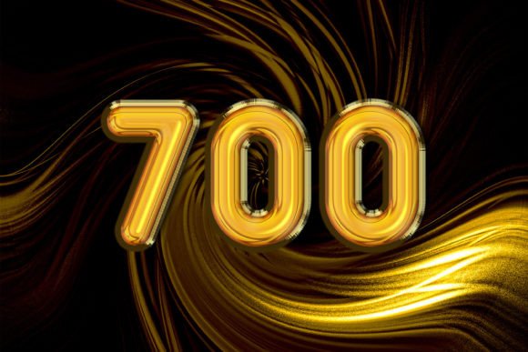3D Rendering of Alphabet Gold Number 700