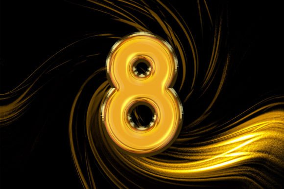 3D Rendering of Alphabet Gold Number 8 Balloon Design