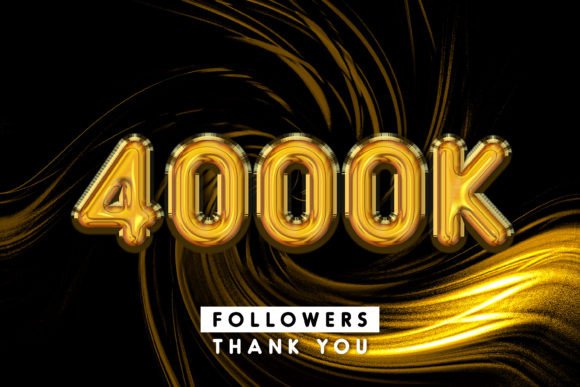4000K Followers Gold 3D Text Effect – A Celebration of Success in Design