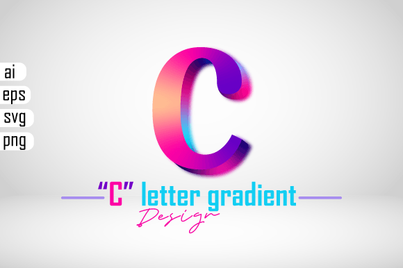Colorful 3D Gradient Effect Letter C Design