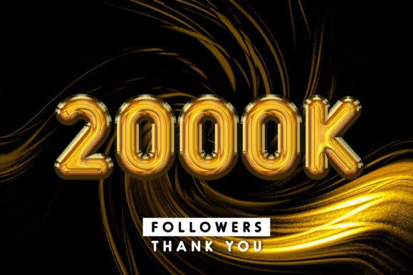 Creating a 2000k Followers Gold 3D Text Effect with Celebration Balloons in Photoshop