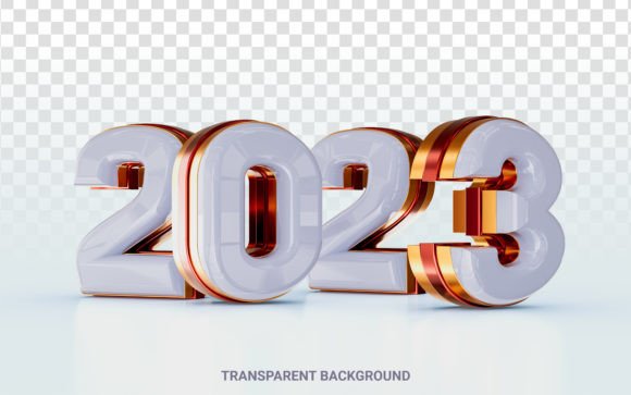 Holiday Design with Happy New Year 2023 Golden and 3D Render Concepts
