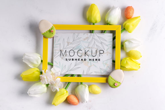 Mockup Frame with Tulips: A Creative Tool for Showcasing Your Designs