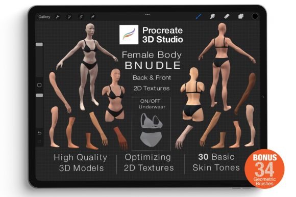 Procreate 3D Model - Female Bundle for Creative Designers