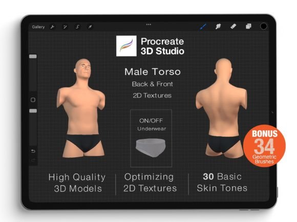 Procreate 3D Model - Torso Body Male: A Strategic Tool for Creative and Professional Use