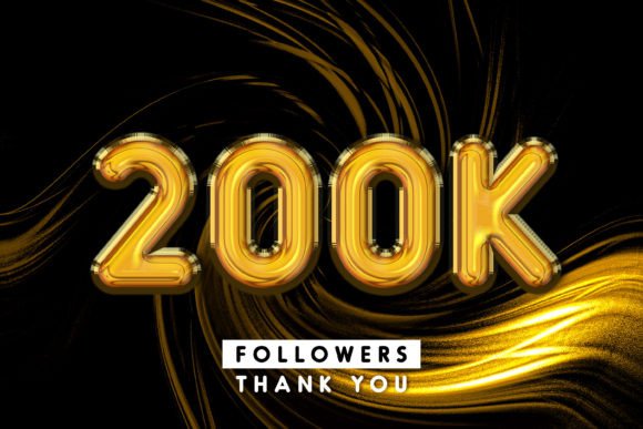 Thank You 200k Followers 3D Text Effect