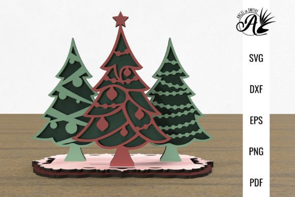 Three Christmas Trees on Stand – A Versatile Laser Cut Design for Holiday Decor