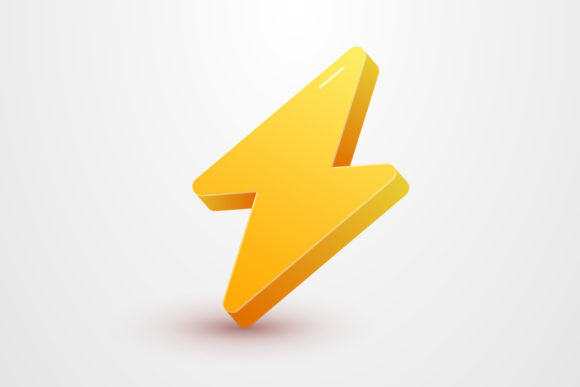 Yellow Thunderbolt 3D Cute Vector Icon: A Versatile Design Element for Modern Projects